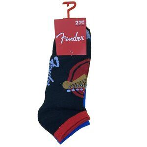 Fender Guitar Ankle Socks 2 Pairs US Shoe Size 7-12 New Music Bands Gifts NWT